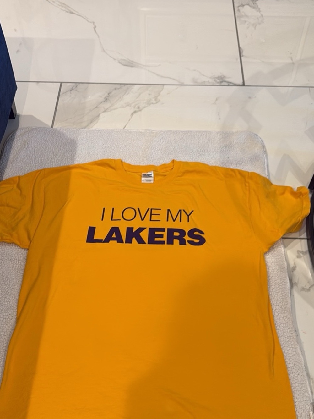 Men's Yellow 'I Love My Lakers' Short Sleeve Graphic Tee